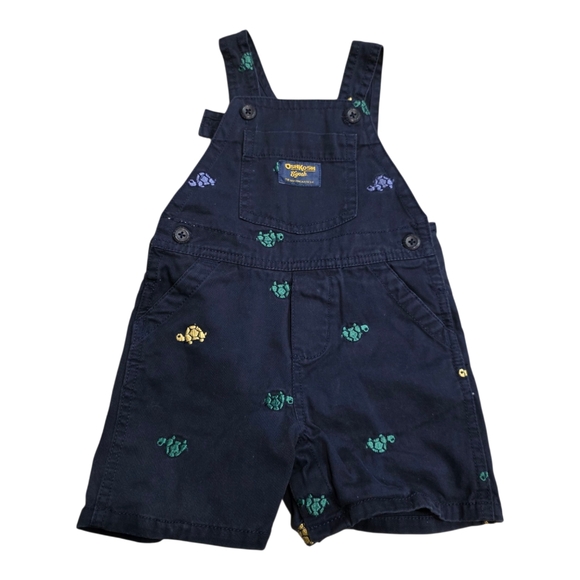 OshKosh B'gosh Boy's Turtle Print Navy Blue Overall Shorts 12 Months - Picture 10 of 10